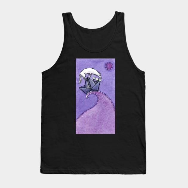 Springtime - A White Wolf Brings Some Spring-Flowers Tank Top by JunieMond